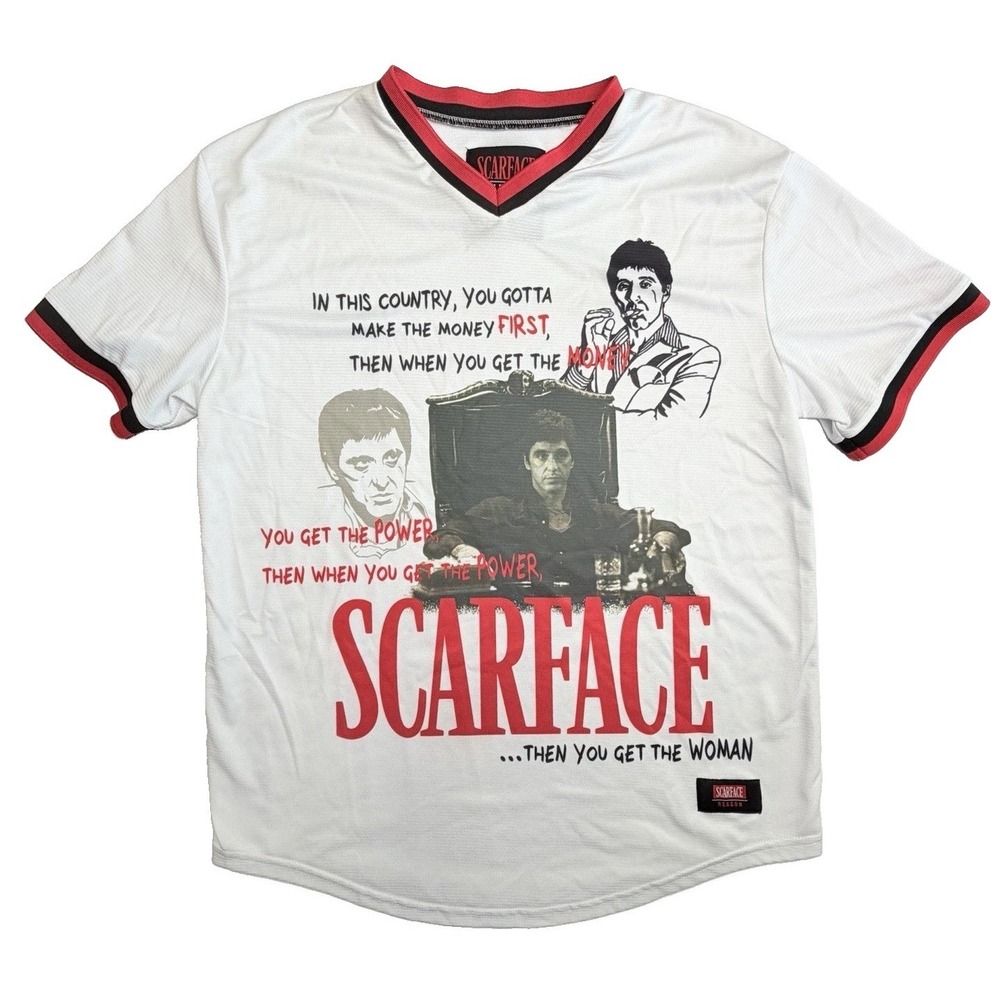 Reason Scarface Tony Montana Ringer T-Shirt Men's Small White Graphic Tee